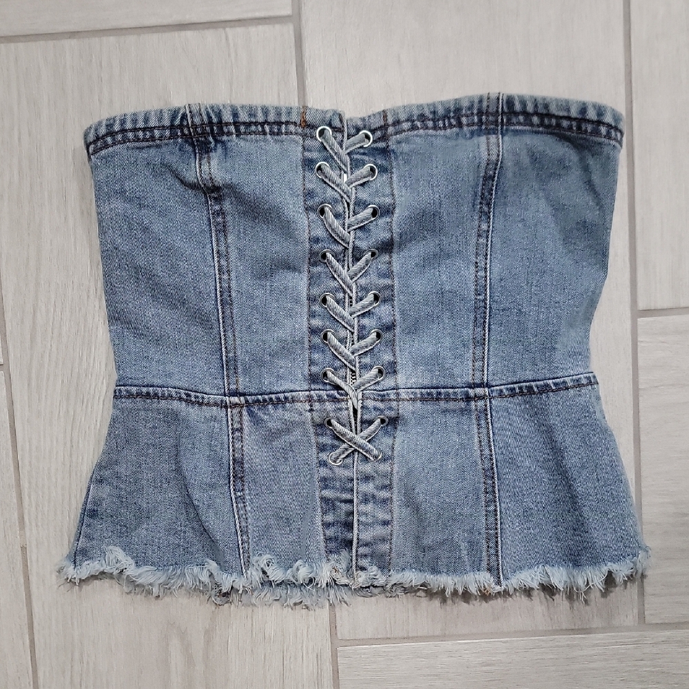 Vintage Forever 21 Denim Corset Top, Size S